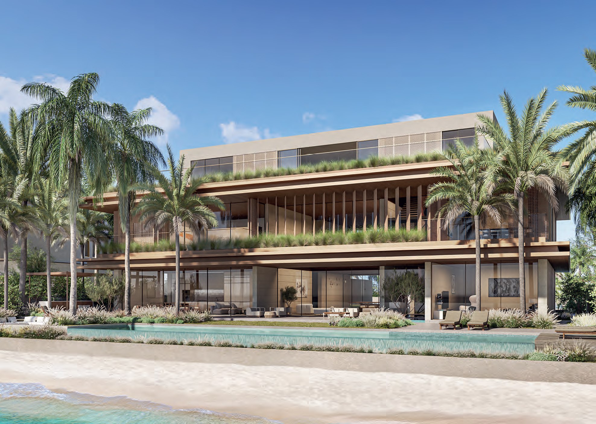 Large luxury villa with palms