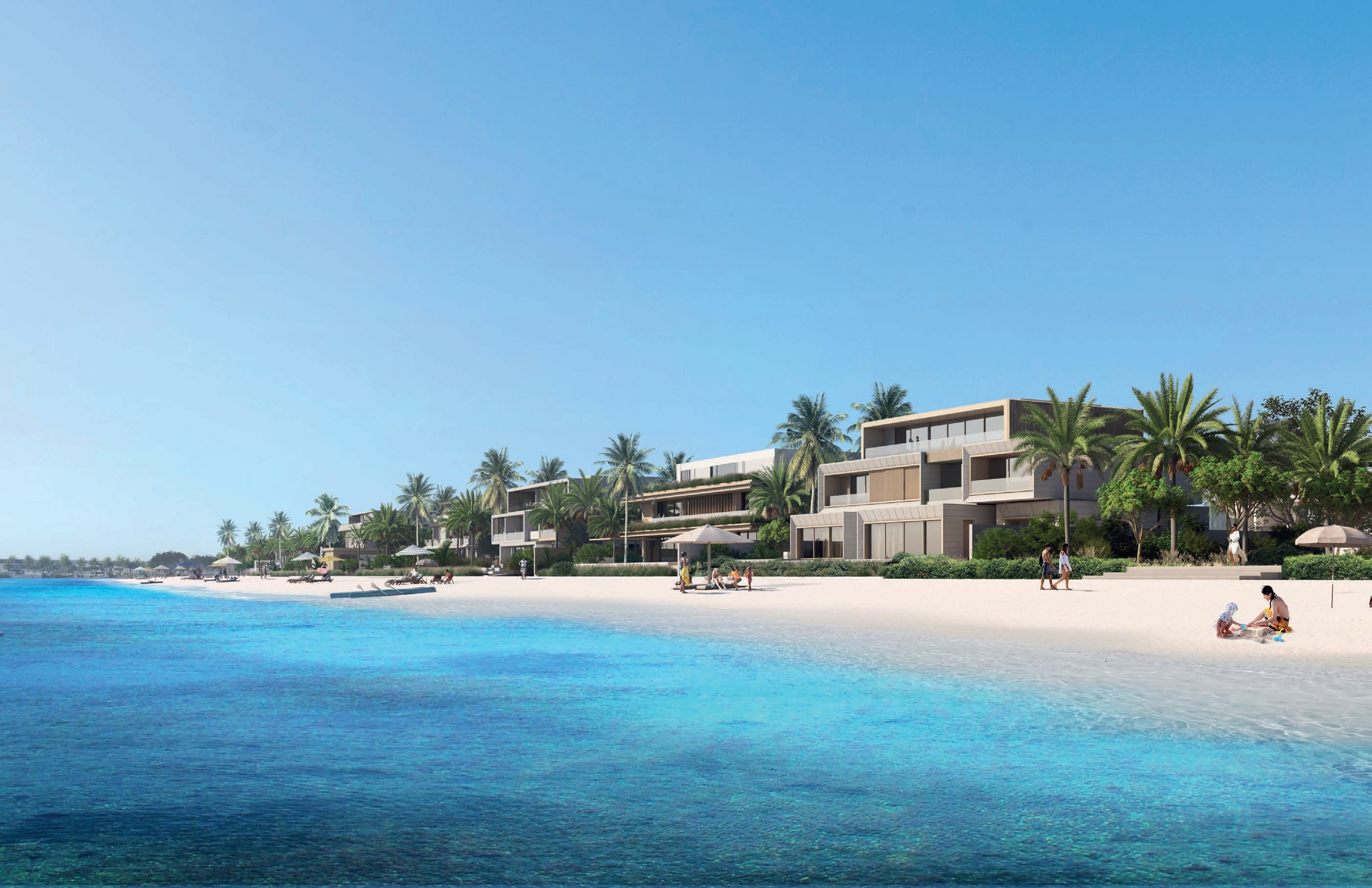 Palm Jebel Ali beach villa scene